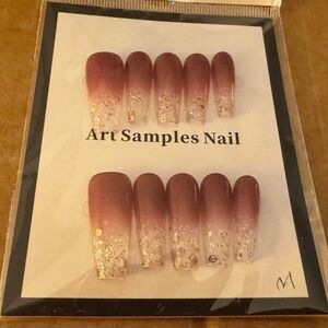 Press On Nails Ombre Glitter Long Coffin False Nails